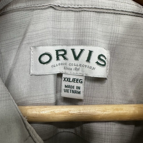 orvis‎ short sleeve button down Gray Plaid Polyester Men's XXL - Picture 4 of 8